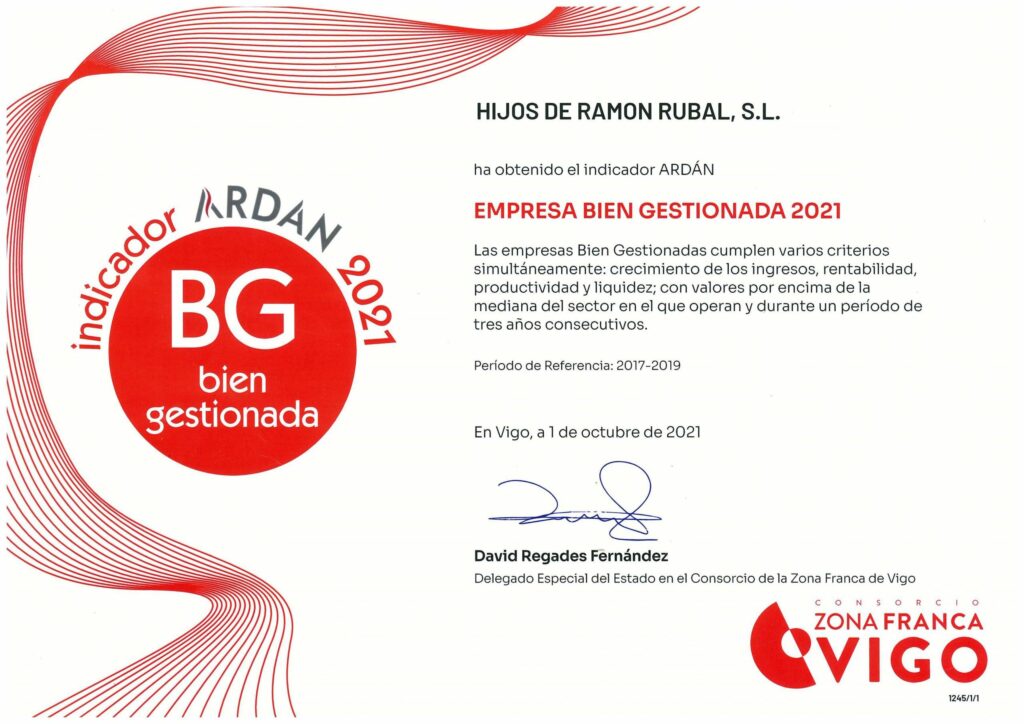 Diploma Ardán Empresa Bien Gestionada 2021 en Galicia