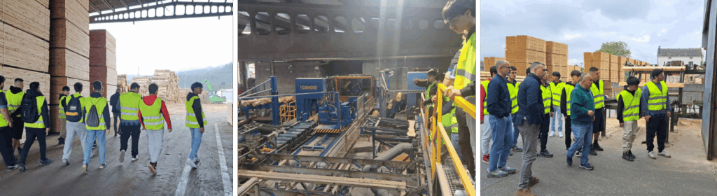 Visita de alumnos a aserradero en Galicia con recorrido por instalaciones y proceso de transformación de la madera